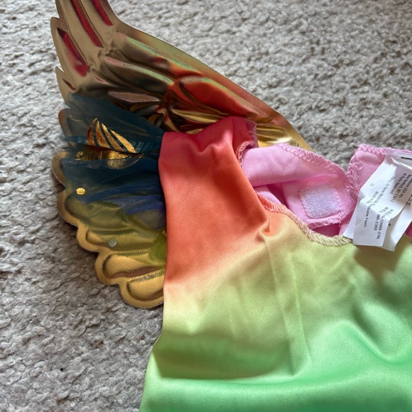 Rainbow Fairy Unicorn Costume for Kids 4T 5T Halloween Wings Pink Green - Picture 5 of 7